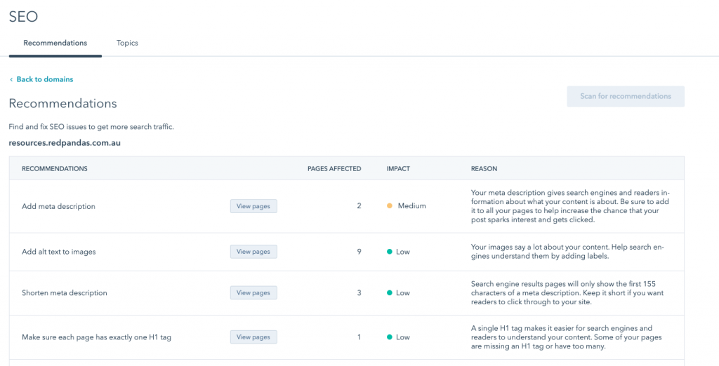 hubspot-seo-recommendations