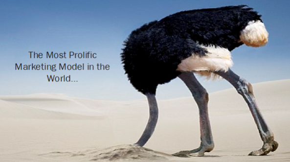 Emu has it's head in the sand and image quotes 'most prolific marketing model in the world'.