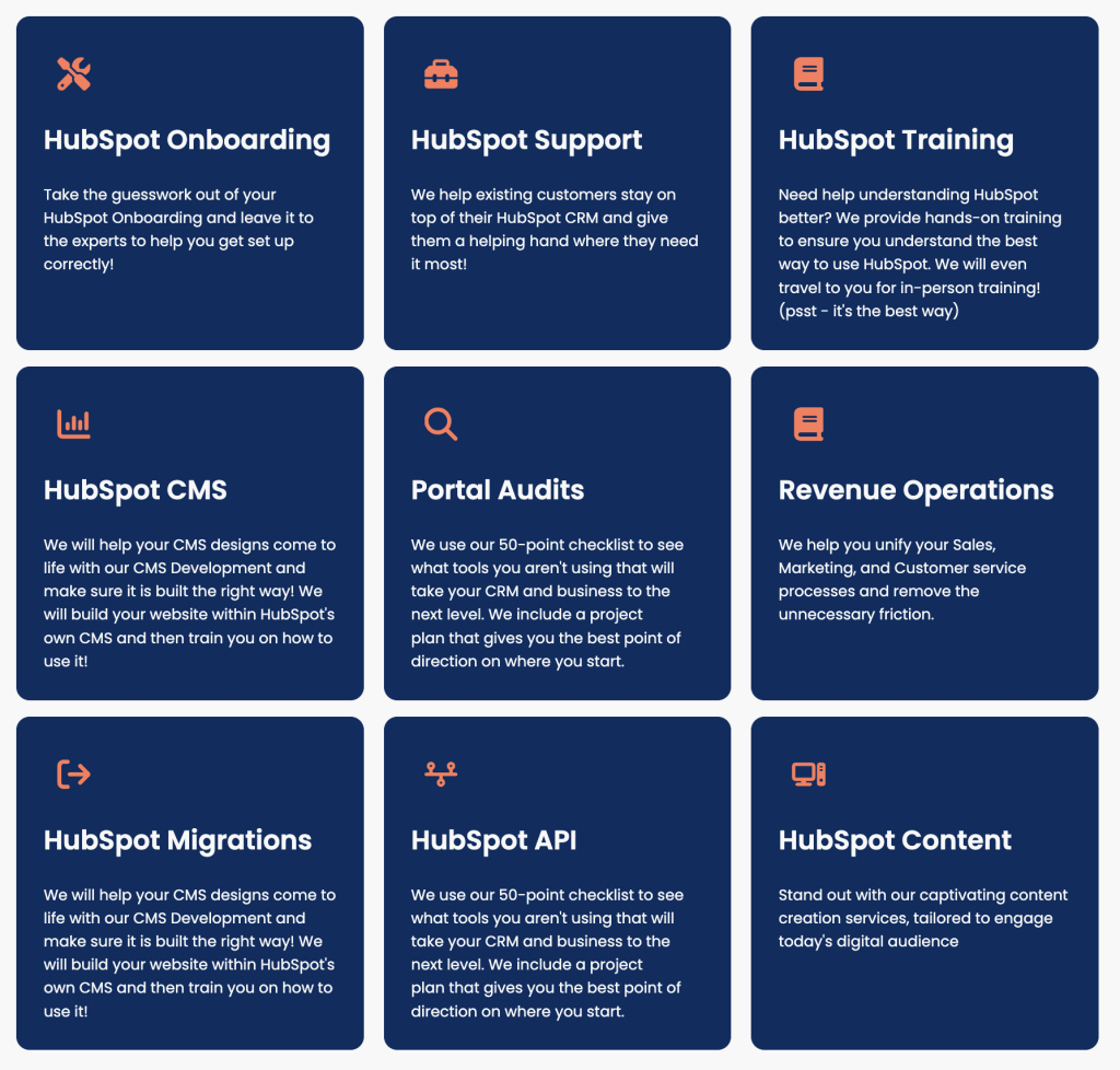 HubSpot services offered by vero digital