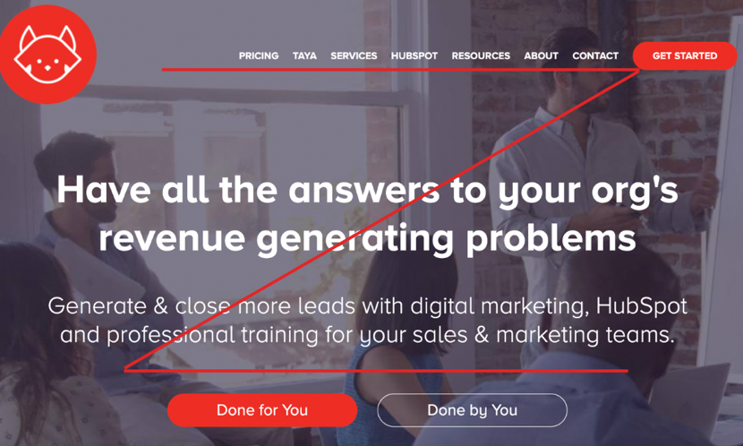 example of z effect on homepage header