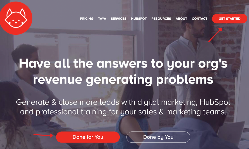 example of two direct call to action buttons in header