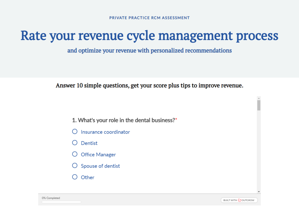 example of quiz as a lead magnet on a website