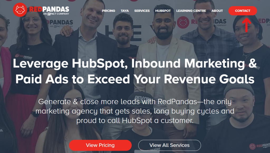 RedPandas' contact us button