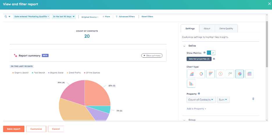view and filter report