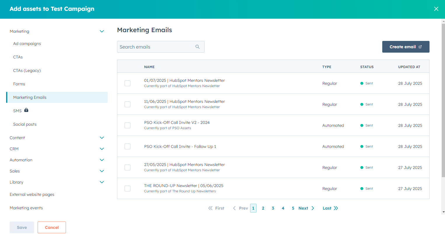 hubspot test campaign