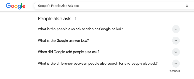 example of Google’s People Also Ask section